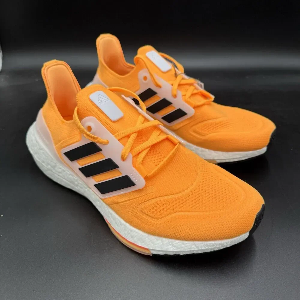adidas UltraBoost 22 Running Shoes Flash Orange White Black HR1029 Men's Size 9